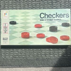 Milton Bradley Vintage Checkers and 5 Other Board Games